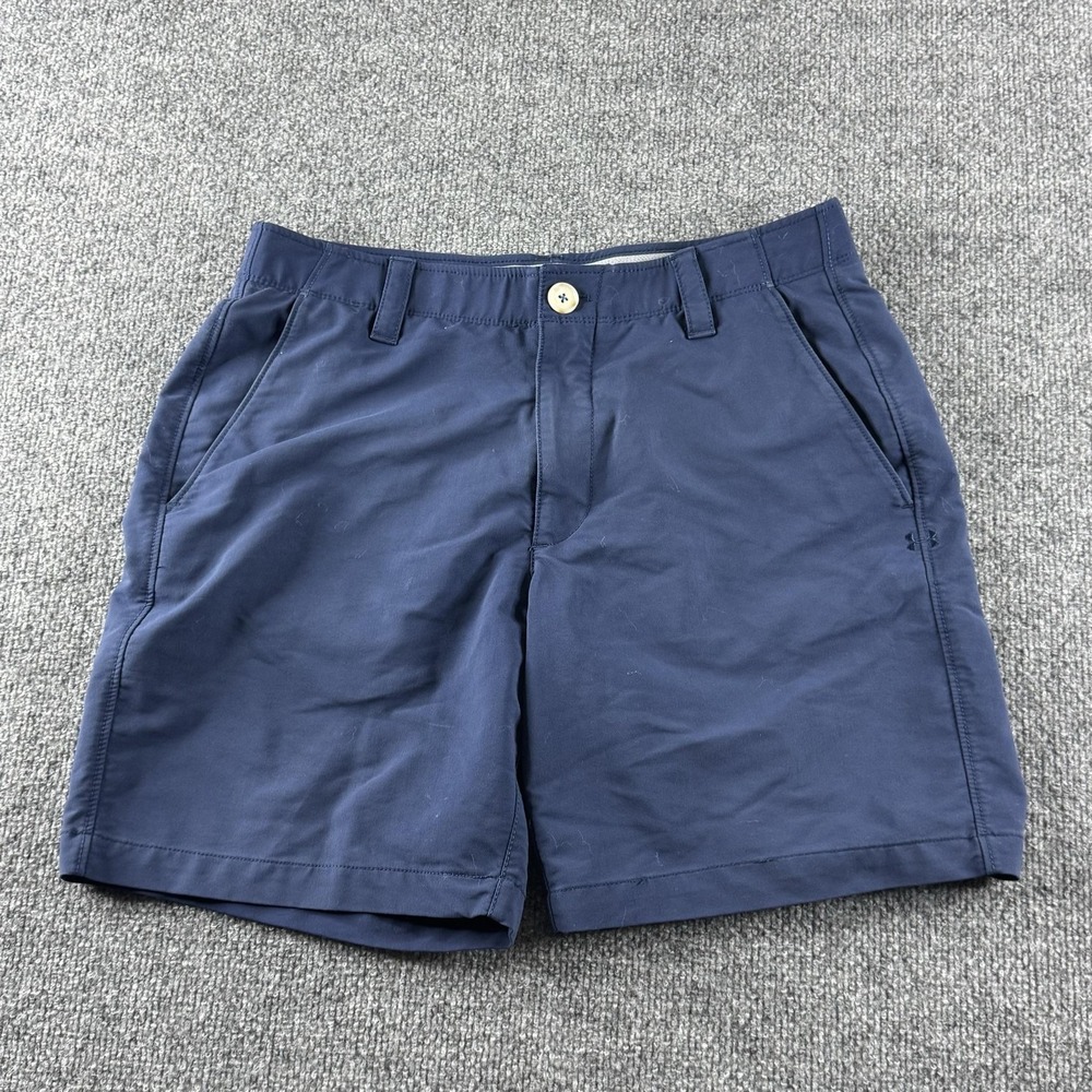 Under‎ Armour Shorts Mens 32 Blue Chino 9 Inseam Microfiber Golf Pockets Casual